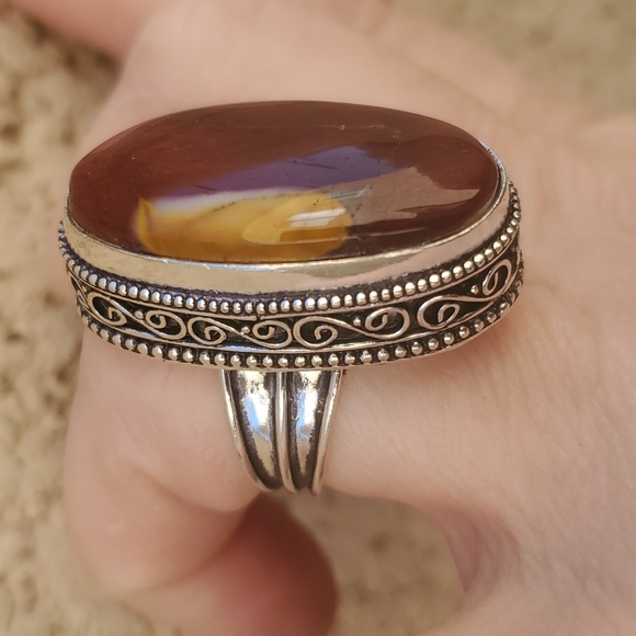 New Mookaite Jasper 925 Silver Statement Ring. - Picture 6 of 16